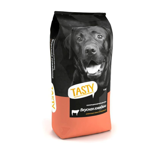 Сухой корм Tasty для взрослых собак, с говядиной, 15 кг