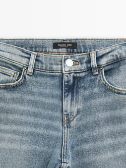 Massimo Dutti Расклешенные джинсы в винтажном стиле с низкой посадкой, голубой