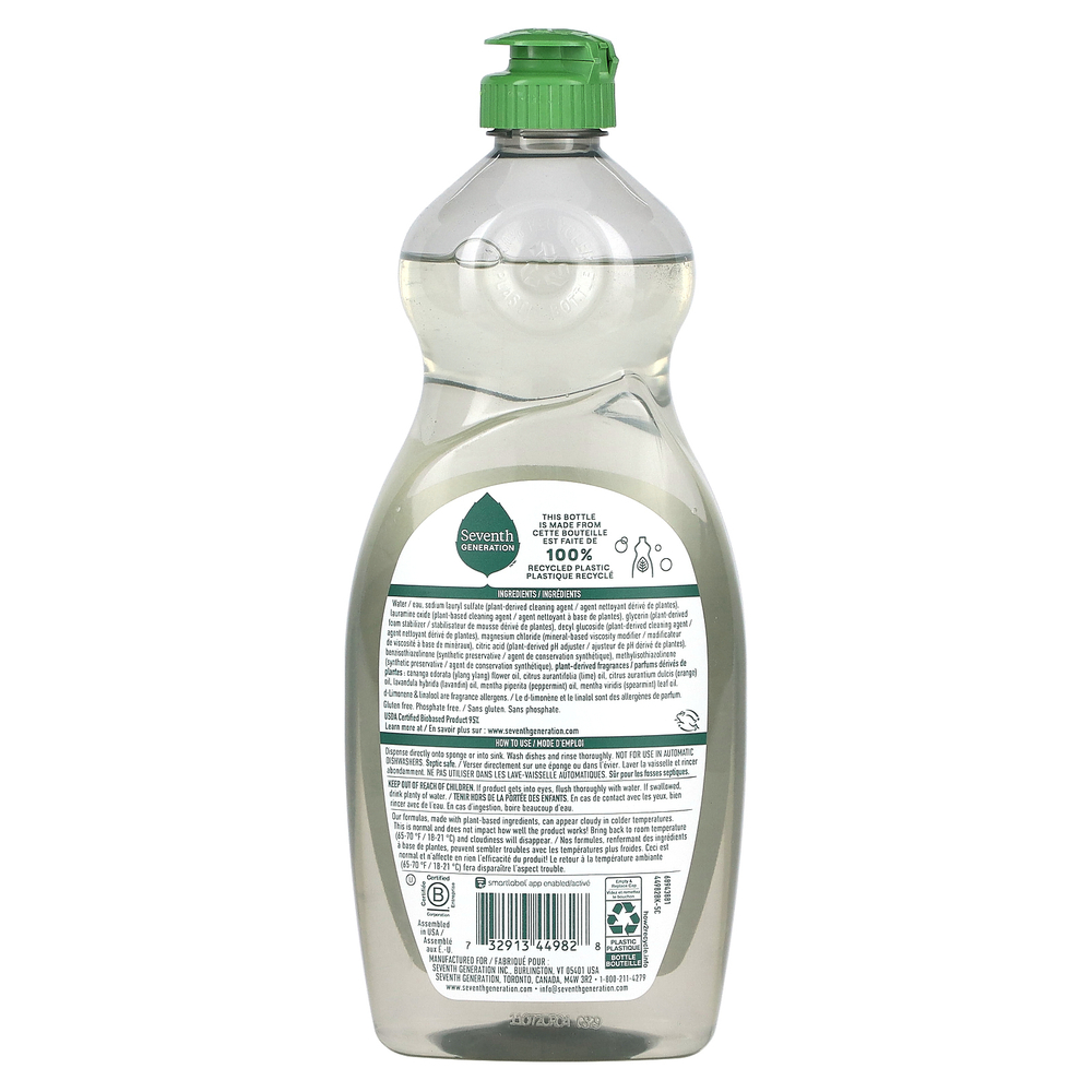 Seventh Generation, жидкость для мытья посуды, цветы лаванды и мята, 561 мл (19 жидк. унций)