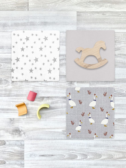 Сет из 3х пелёнок Mjölk Гуси/White Sand/Звёзды