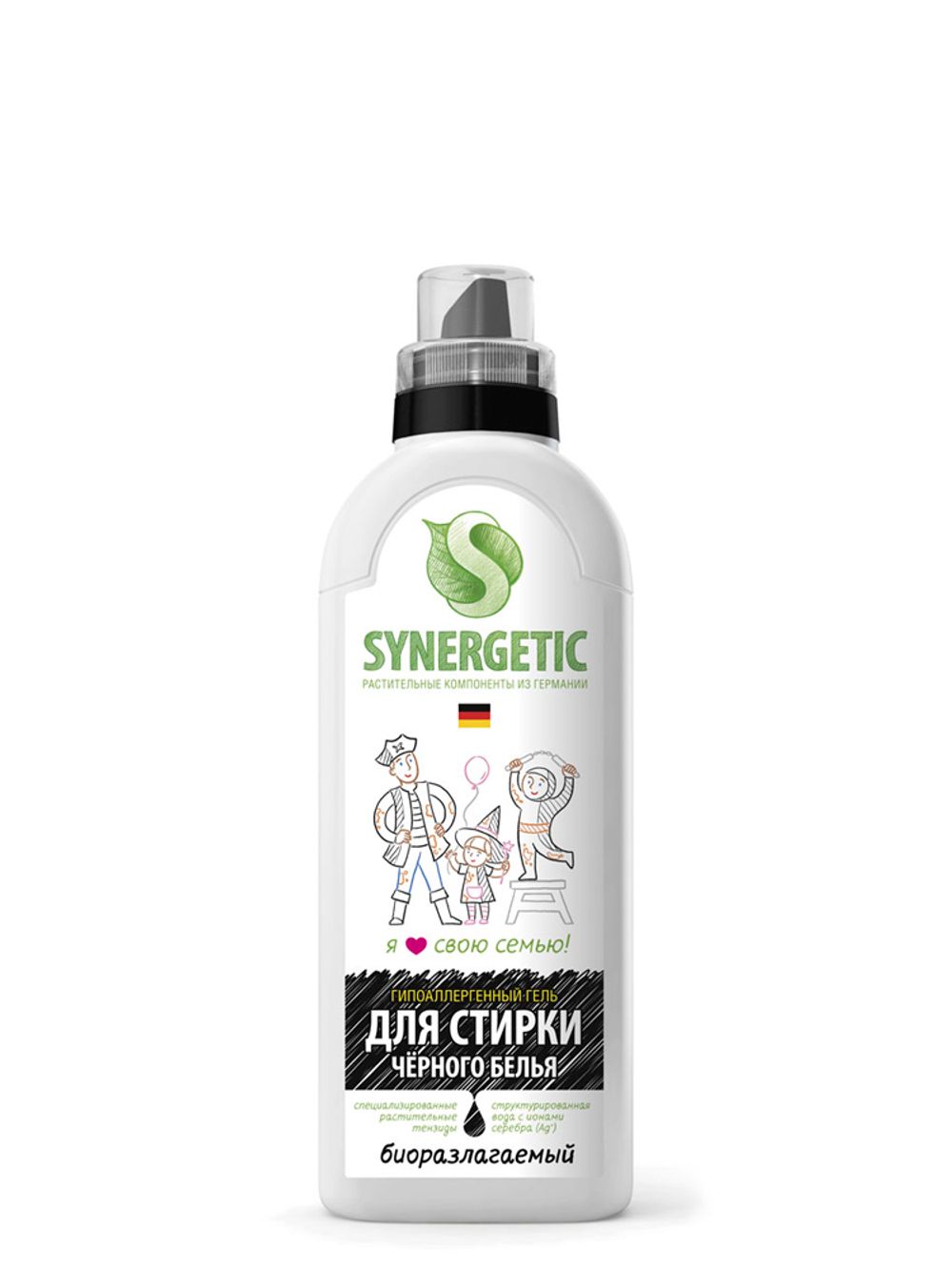 СРЕДСТВО ДЛЯ СТИРКИ ЧЕРНОГО БЕЛЬЯ 0,75 Л (1/12) "СИНЕРГЕТИК"---