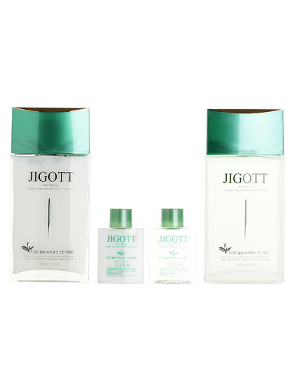 JIGOTT Средства для лица с экстрактом зеленого чая мужские/Well-Being Green Tea Homme Skin Care 2 set, набор 150мл/150мл/30мл/30мл