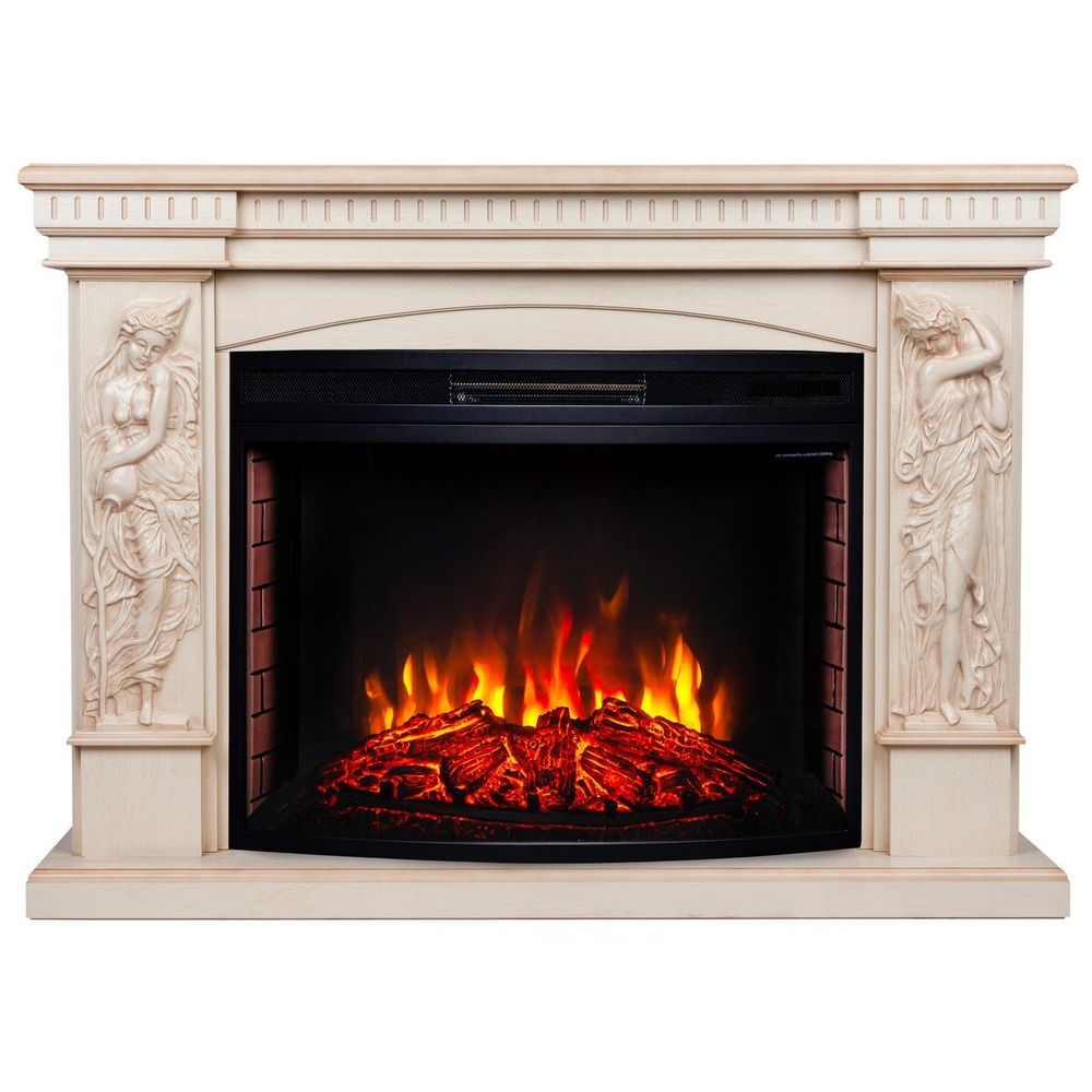 Электрокамин RealFlame Diva 33 WT белый дуб с бронзовой патиной с очагом Firespace 33 S IR