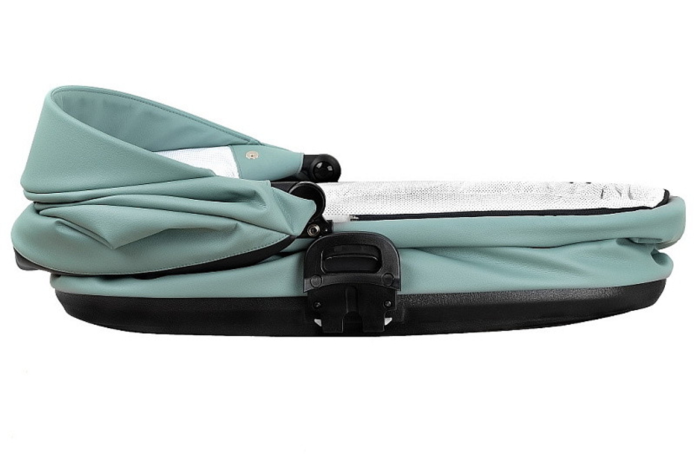Детская коляска Roan Esso Кожа 3 в 1 с автокреслом Tutis Elo Lux EduSky Black ESSK/214/1 Misti Mint/Grey/руч.Черный