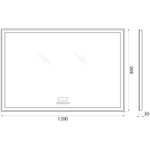 Зеркало BelBagno SPC-GRT-1200-800-LED-TCH-RAD с подсветкой с сенсорным выключателем с bluetooth с термометром с радио