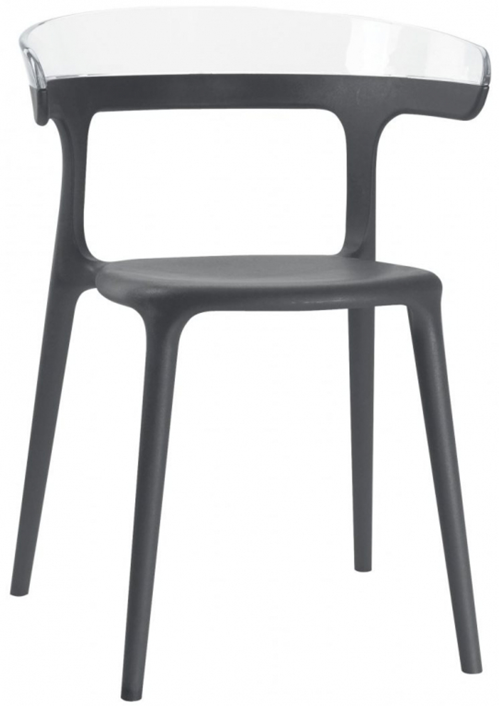 Кресло пластиковое Papatya Luna, антрацит, прозрачный