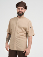 Бежевая мужская рубашка-китель "Мир" для повара и кондитера NVDesign