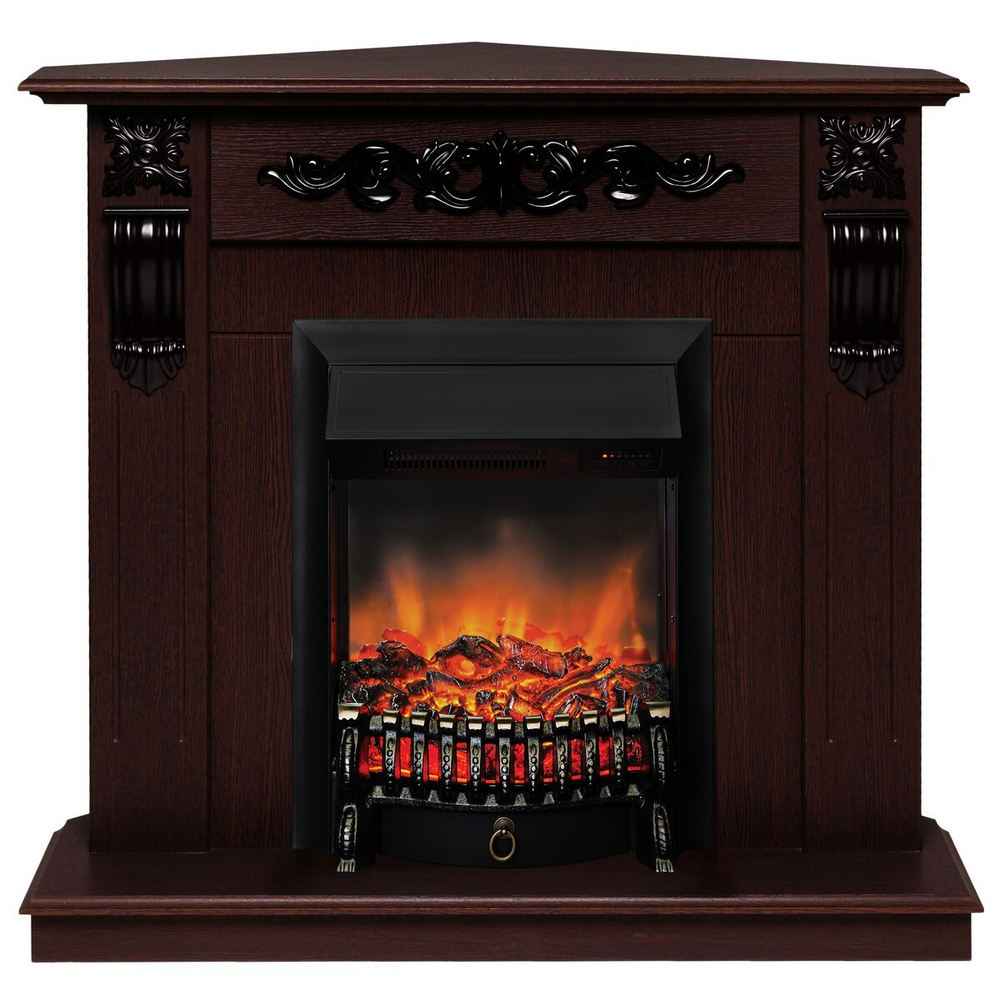 Электрокамин RealFlame Dominica Corner DN орех с очагом Fobos Lux Black RC