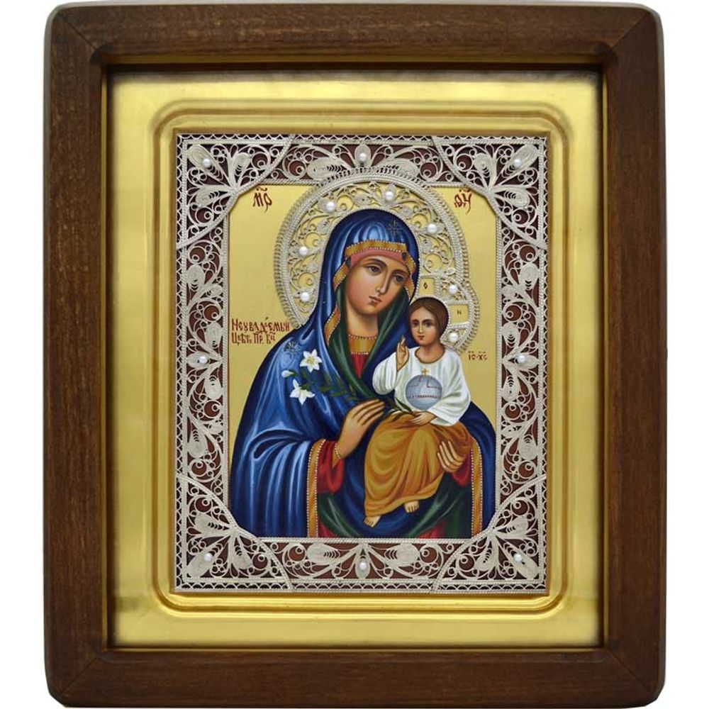 Неувядаемый цвет. Рукописная икона с филигранью.