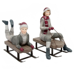 Дети на санях в винтажном стиле, 1 шт
