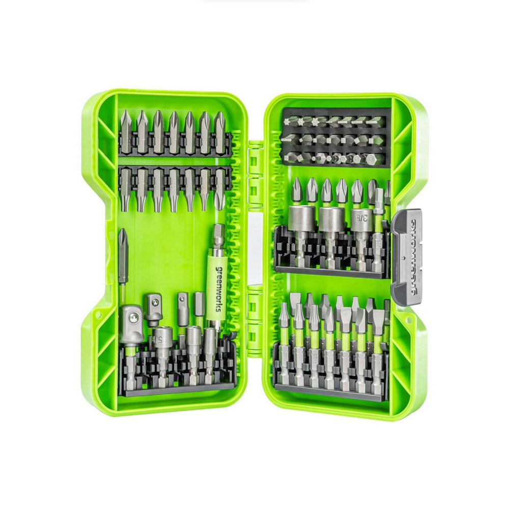 Набор бит и насадок Greenworks 2944407, хромованадиевая сталь S2, магнитный адаптер, 70 шт.