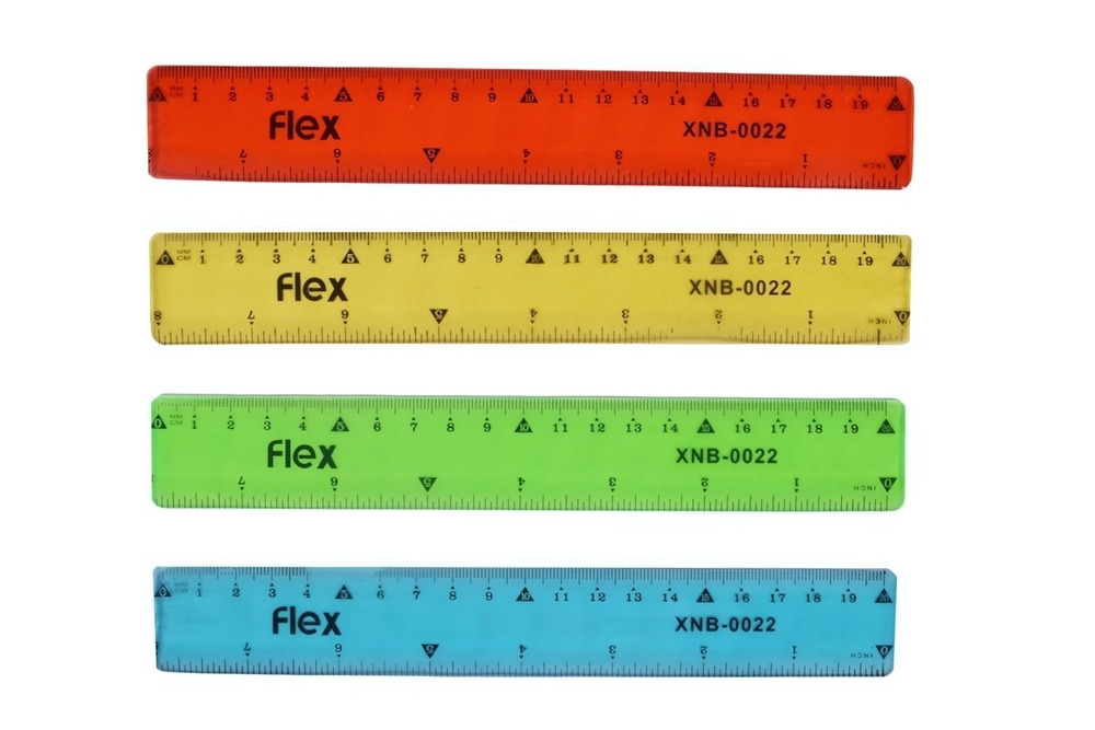 Линейка гибкая 20 см, 4 цвета микс