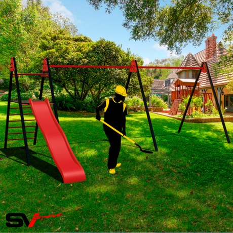 Монтаж уличных качелей Sv Sport Maxi х 2 с горкой