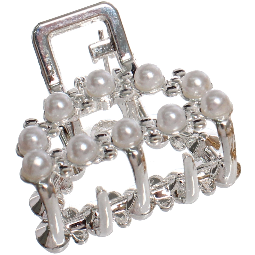 Заколка - краб для волос на блистере 1шт «PREMIUM», тоскана, цвет серебро и золото, 2.5*2.6см