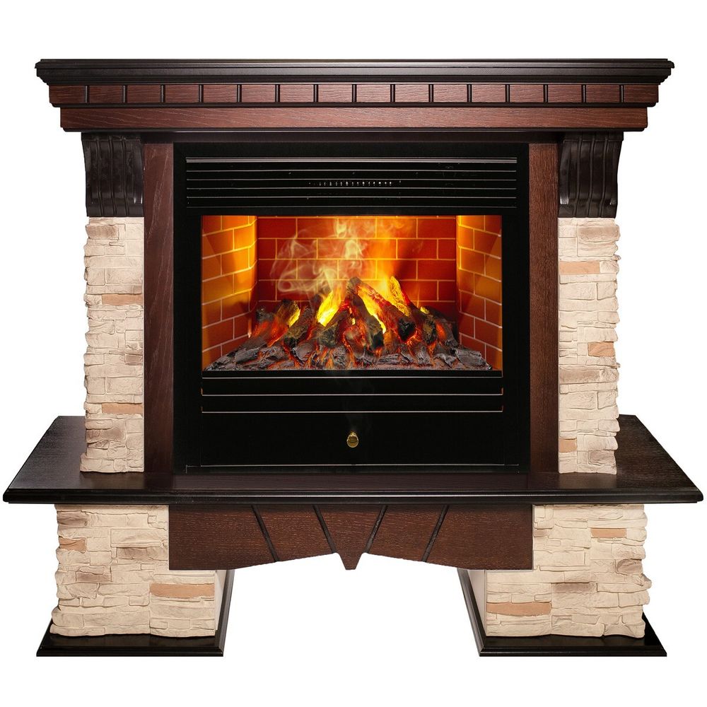 Электрокамин RealFlame Rockland AO античный дуб с очагом 3D Novara