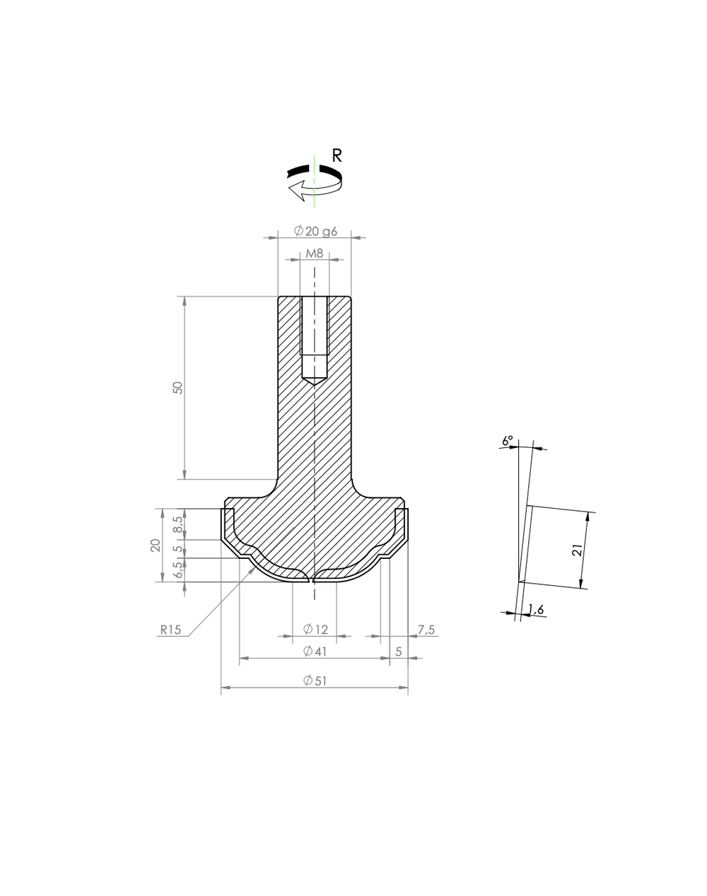 PCD концевая фреза D.51x20 S.20x50 Z=2 RH