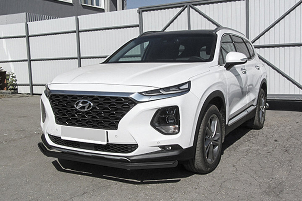 Защита переднего бампера Hyundai Santa-Fe (2018-2021) d57 черная
