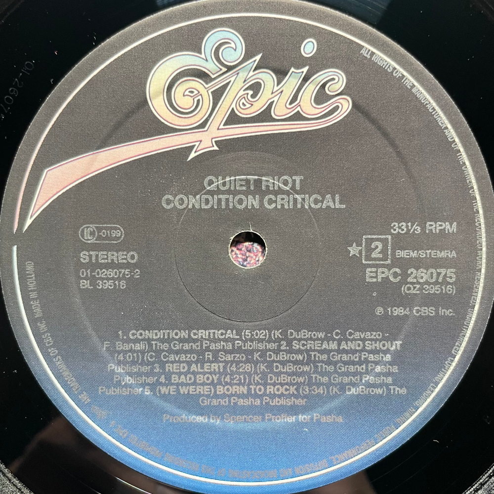 Quiet Riot ‎– Condition Critical (Голландия 1984г.)