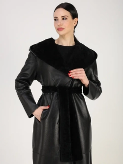 Дубленка зимняя шуба натуральная с капюшоном двухсторонняя