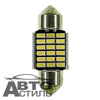Светодиод 12V T11x41 18SMD 2016 WHITE CAN 4.7w (салон) GY0007-41 с радиатором на синем фоне