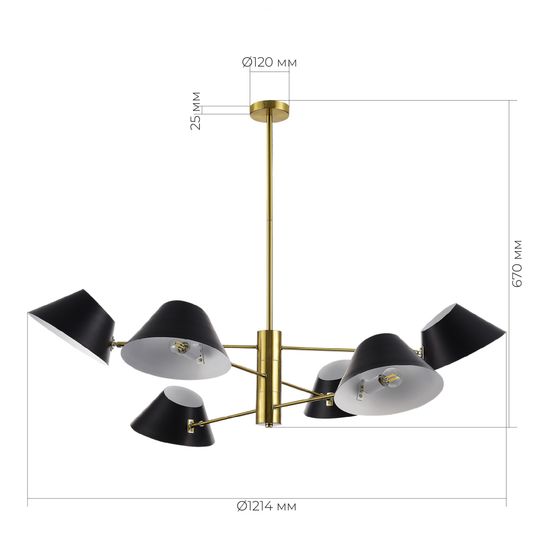 SLE1253-343-06 Светильник подвесной Латунь/Черный, Белый E14 6*60W NORBI