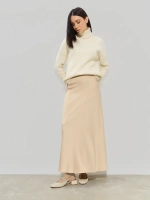 Юбка весенняя на резинке, атласная, шампань