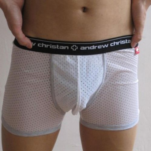 Мужские спортивные боксеры  Andrew Christian White Sport Mesh Boxer  ART818