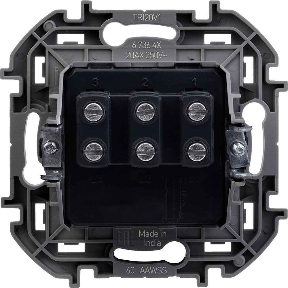 Выключатель 3х-клавишный 20А 250В винтовые зажимы - алюминий Inspiria Legrand