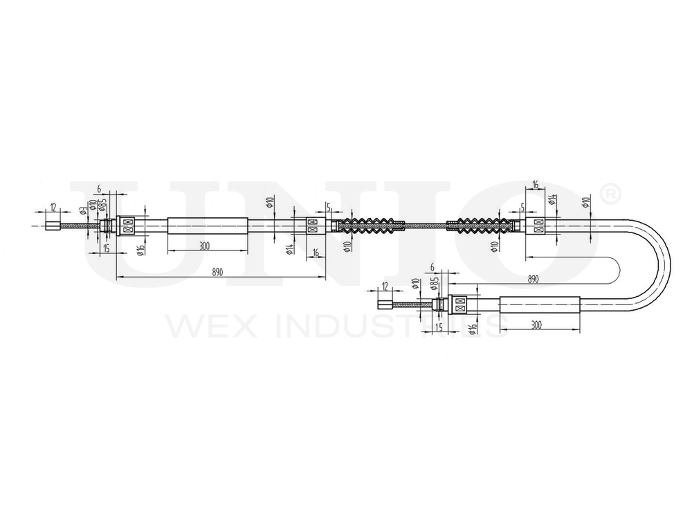 Трос стояночного тормоза задний UNIO CAB-60025