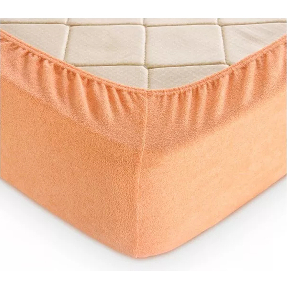 Простыня махра на резинке 140*200*20 Персик ТГ