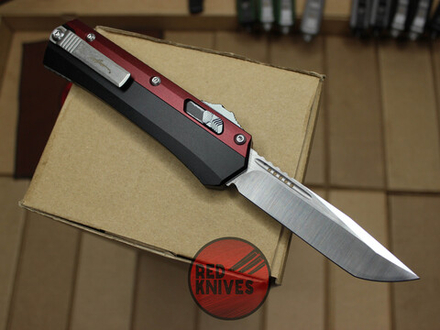 Нож Microtech 184-10 GLYKON Tanto T/E - красные вставки, клинок сатин танто