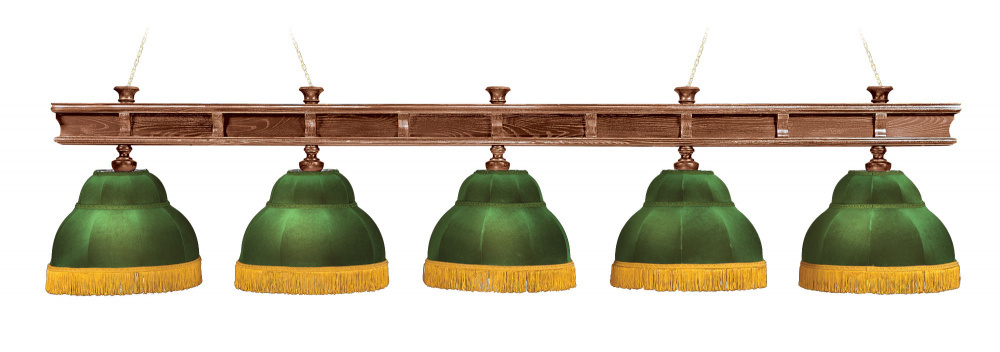 Лампа Президент 5пл. ясень (№7,бархат зеленый,бахрома желтая,фурнитура золото)