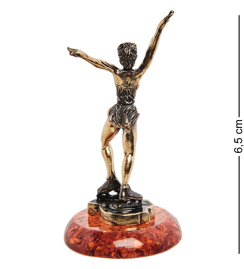 Народные промыслы AM-1402 Фигурка «Фигуристка» (латунь, янтарь)