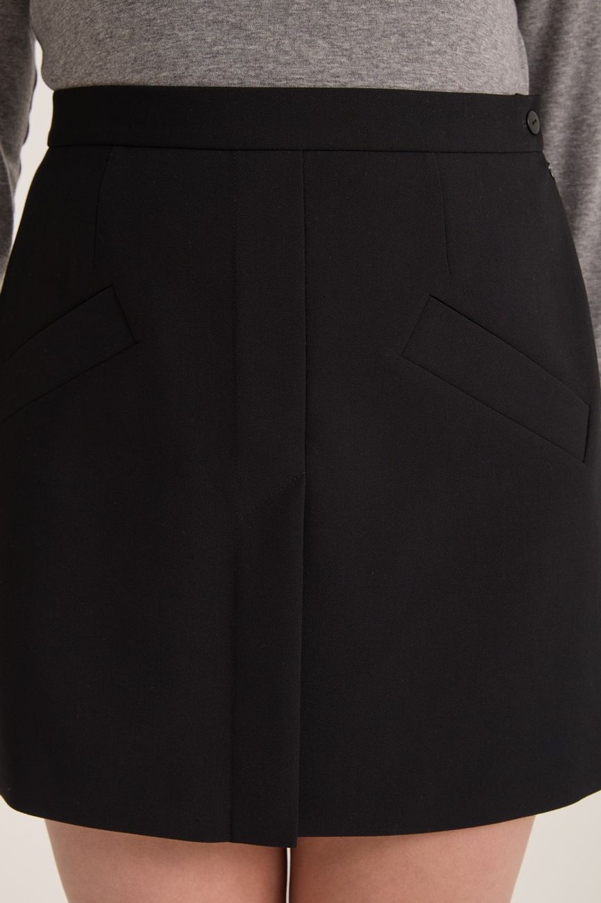 Юбка мини с планкой, черный
