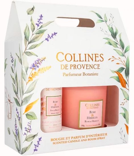Rose and Hibiscus, подарочный набор спрей и свеча Duos Parfumes collection, Collines de Рrovencе