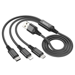 Кабель USB HOCO X76 3 в 1 для iPhone/Micro/Type C (черный) 1m