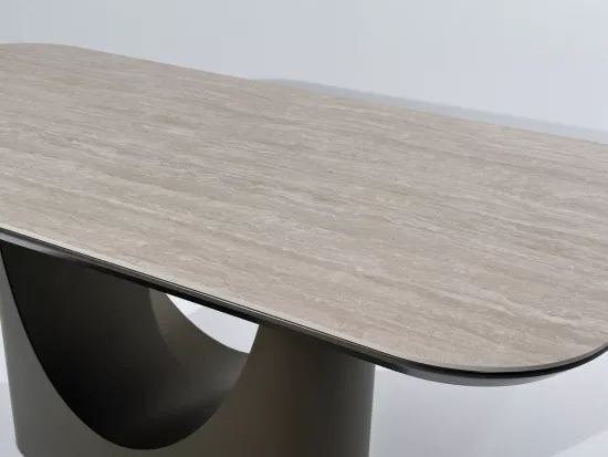Стол CRESPO 180 TRAVERTINE CA086, керамика / темное золото