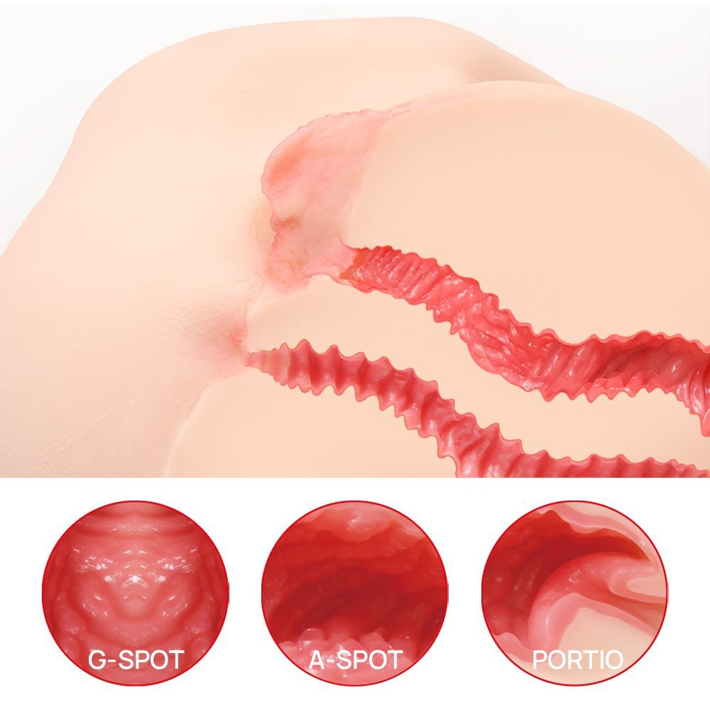 Телесный полуторс с двойным слоем материала и вибрацией Vanilla Onahole Real Vagina (Цвет: телесный)