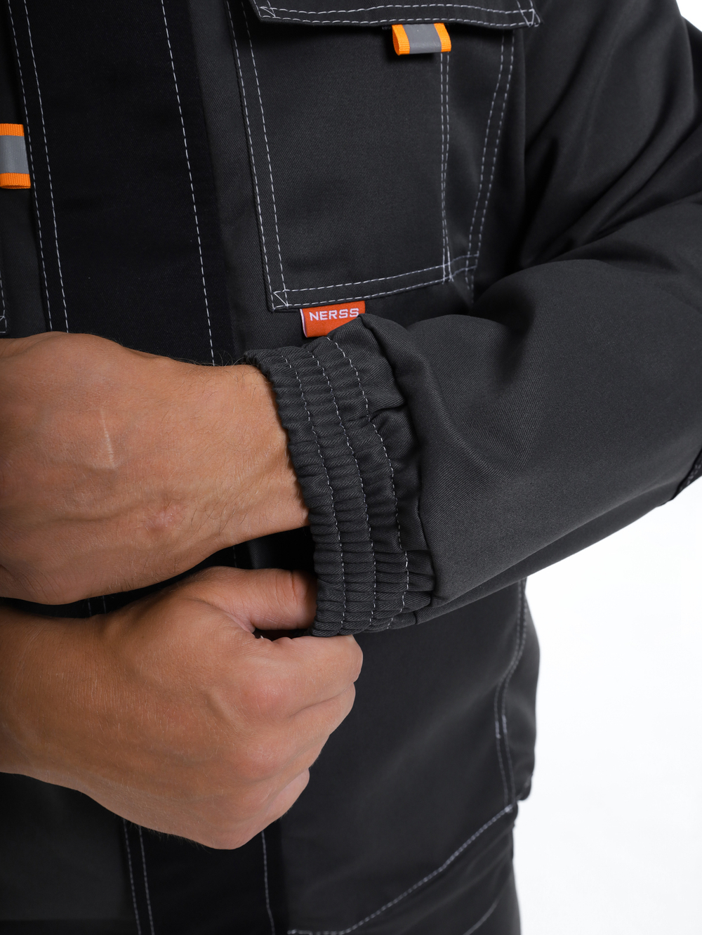 Костюм Nerss «МАНХЕТТЕН», куртка + полукомбинезон. Черный с серым.