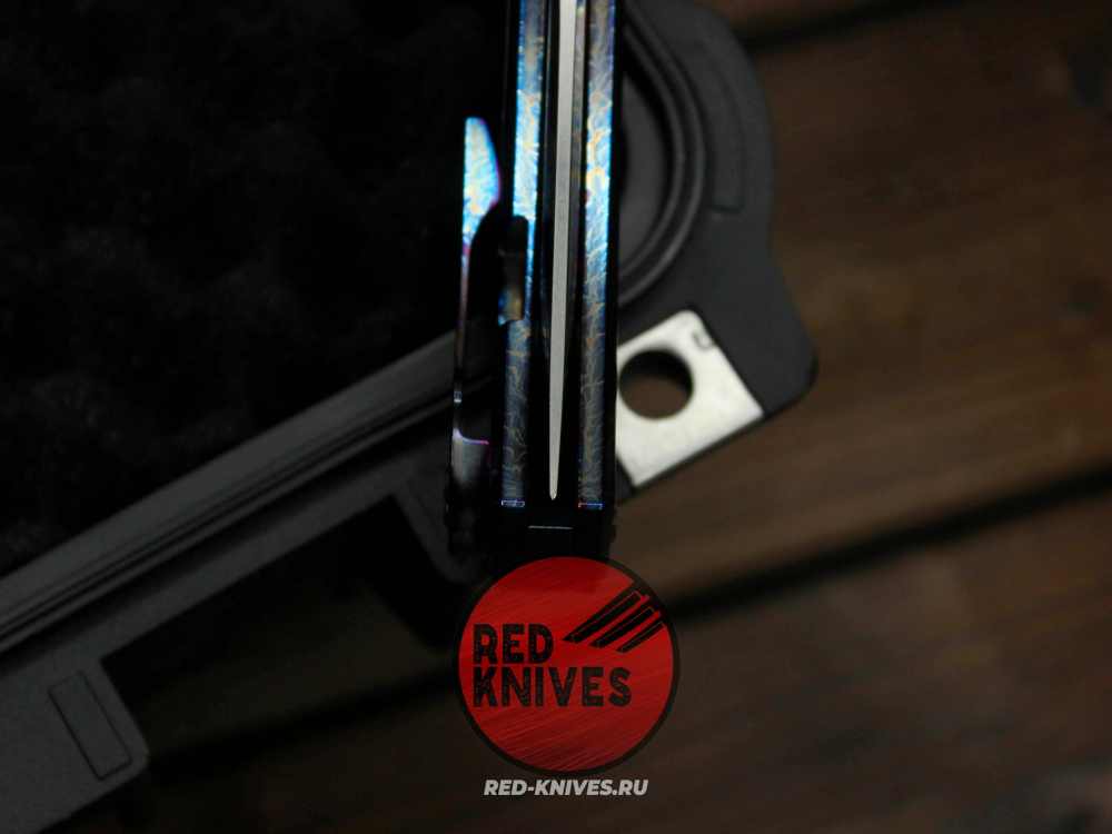 Нож CHAVES KNIVES 229 REDENCION KICKSTOP FLIPPER "Огненный" Титан