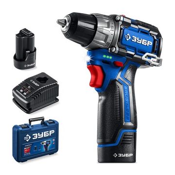 ЗУБР КОМПАКТ, 12 В, 45 Н·м, 2 АКБ тип Т7 (2 А·ч), дрель-шуруповерт, кейс, Профессионал (DB-121-22)