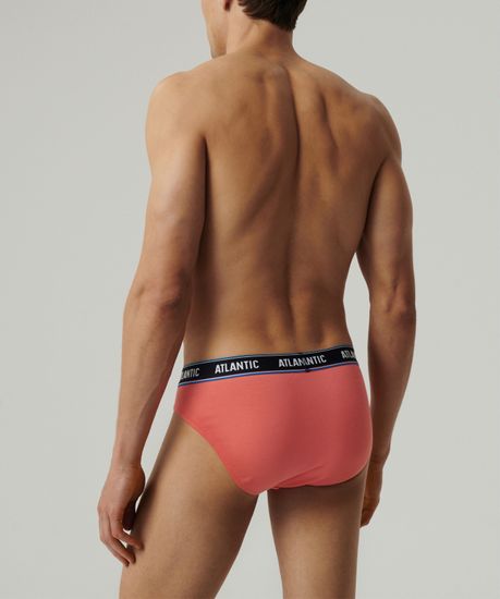 Мужские трусы (3шт) слипы спорт Atlantic 3MP-200, хлопок, темно-синий + коралловый + серый меланж