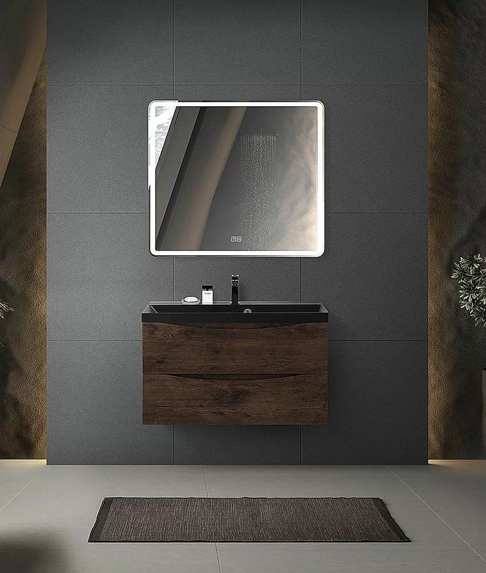 Тумба с раковиной Belbagno MARINO 90 дуб моро/черная раковина