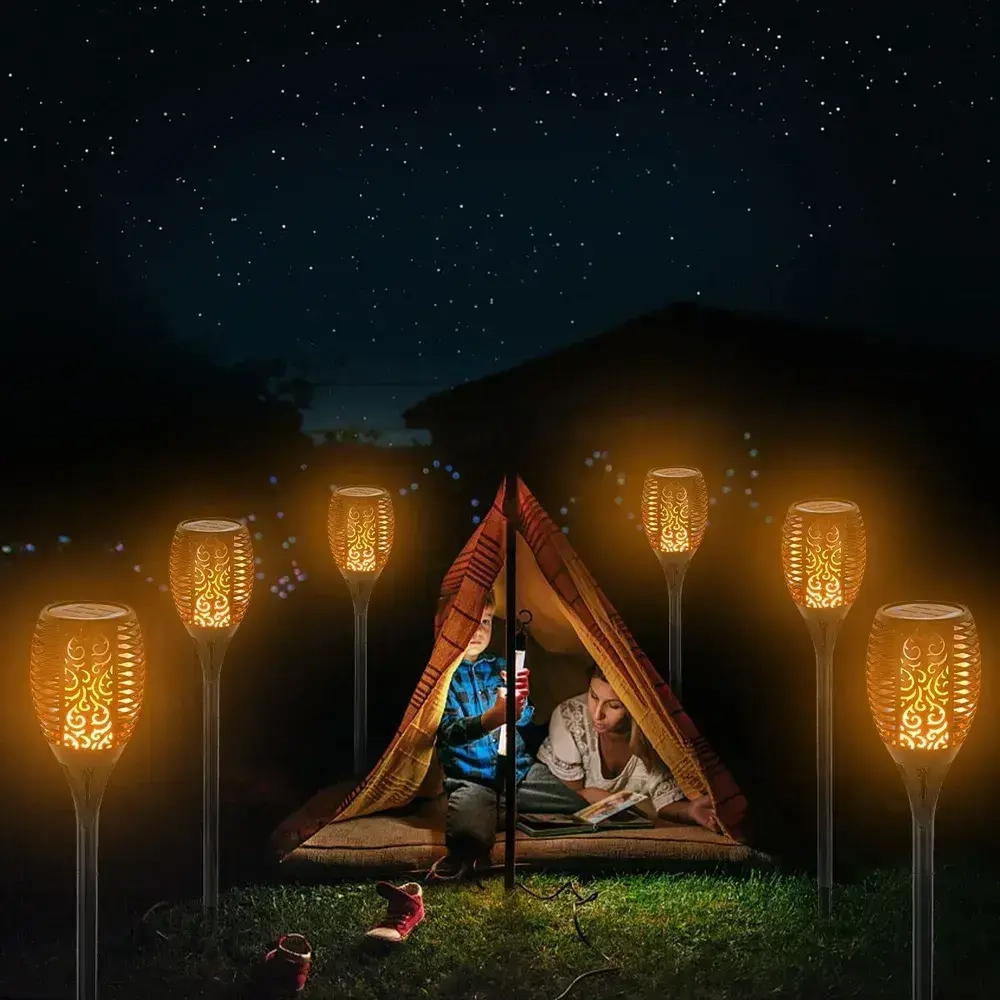 Садовый светильник "Факел" на солнечной батарее, уличный светильник, 4 шт