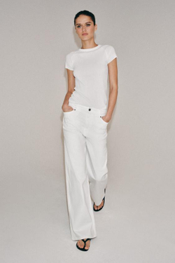 ZARA ДЖИНСЫ WIDE LEG С ВЫСОКОЙ ПОСАДКОЙ — ZW COLLECTION, БЕЛЫЙ