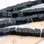 "Лава" бусины, куб, размер около 6,3-6,8 мм, цена за 27-28 шт (1/2 нити)