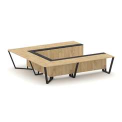 Steel Meet Стол переговорный П-образный KMK-PR.B.SP-11P Тиквуд Светлый/Графит Глянец/Металл Черный 3