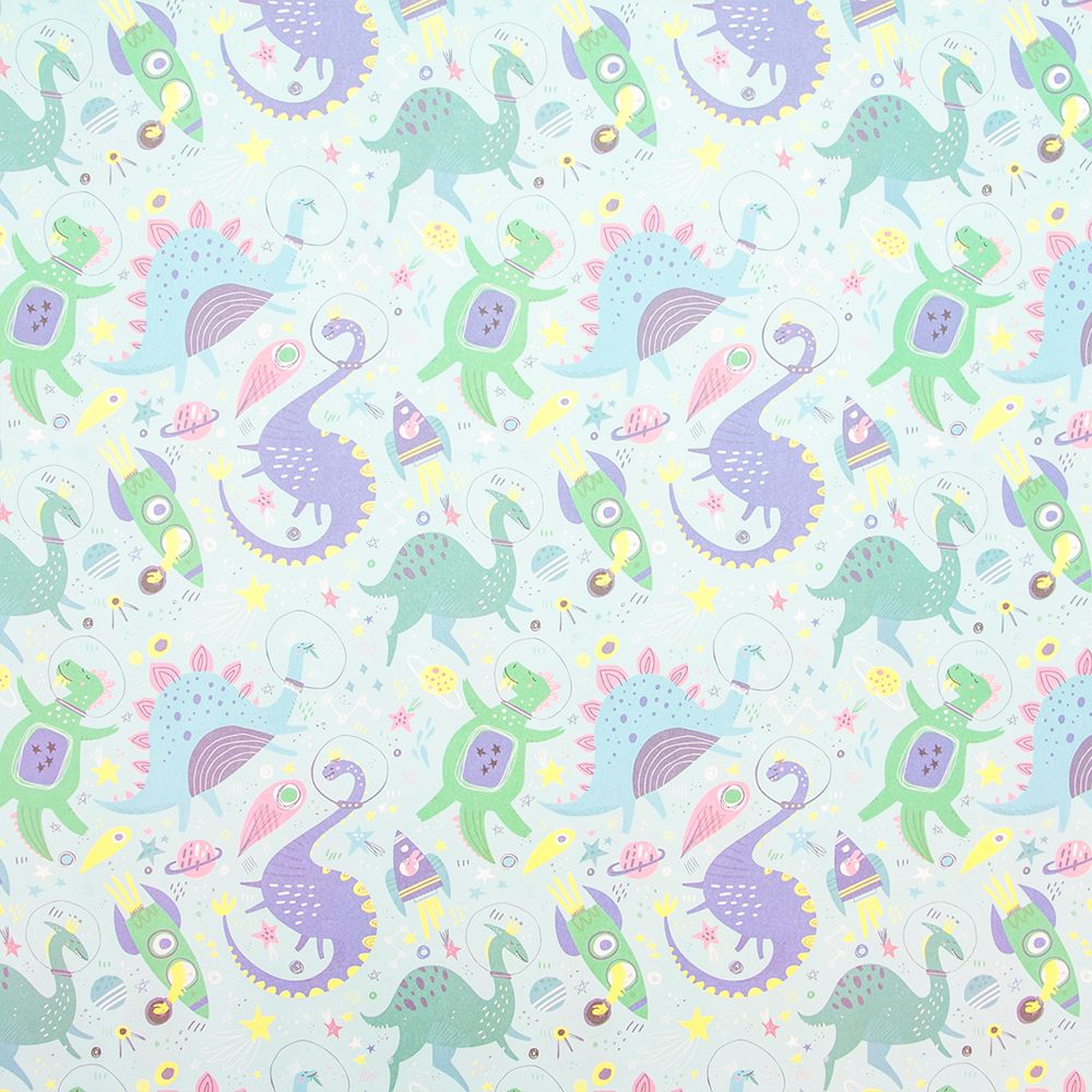 Упаковочная бумага (0,5*0,7 м) Космические динозавры, 1 шт.