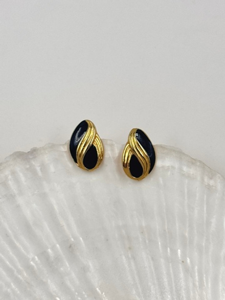 Серьги с темно-синей эмалью