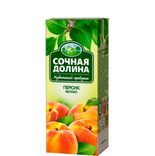 Сок Сочная долина персик-яблоко 0,2л